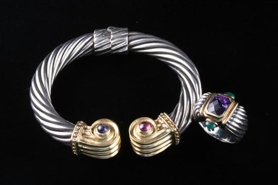 Appraisal: DAVID YURMAN STERLING SILVER AND K YELLOW GOLD AMETHYST RING