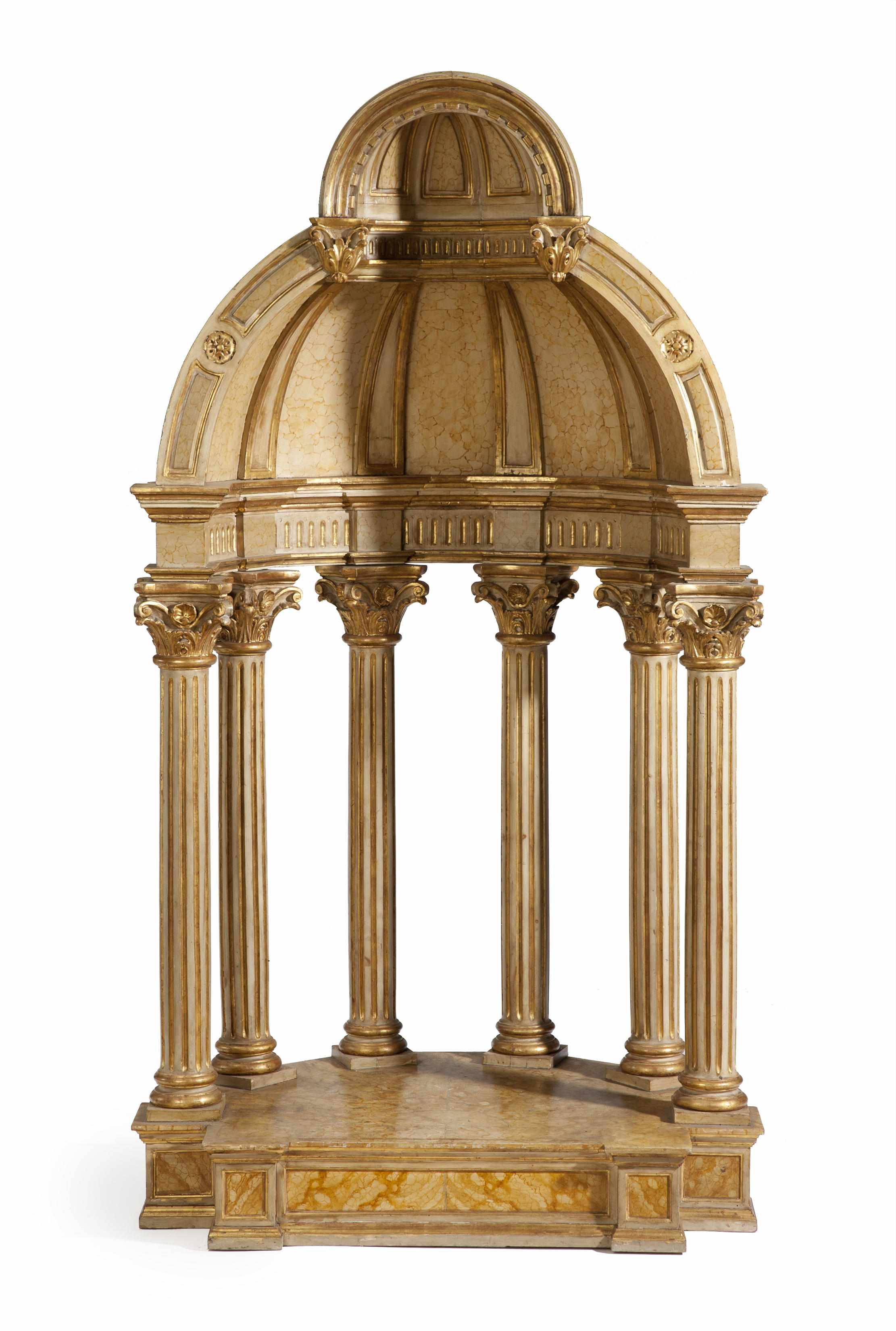 Appraisal: An Italian Baroque style parcel gilt and paint decorated tempietto