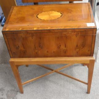 Appraisal: Baker burlwood humidor box on stand ht in wd in