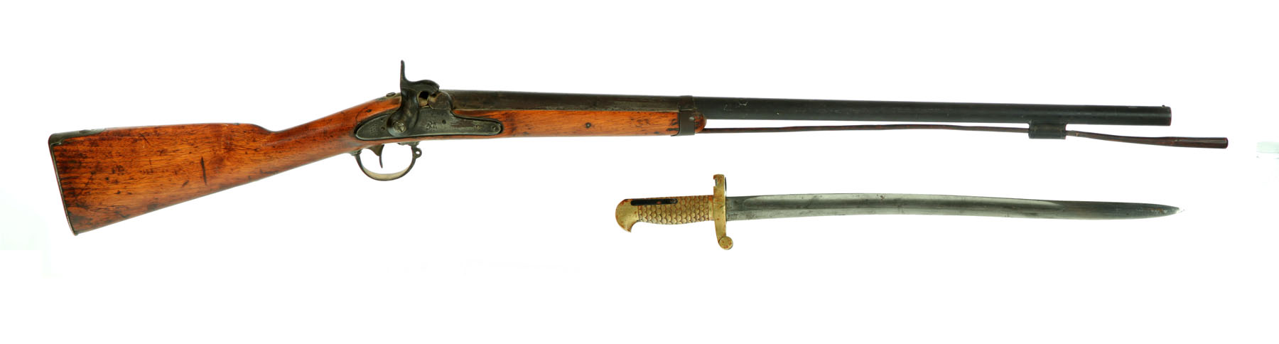 Appraisal: PERCUSSION MUSKET AND BAYONET Springfield musket approx cal '' round