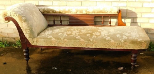 Appraisal: A Victorian walnut framed chaise longue upholstered to the back