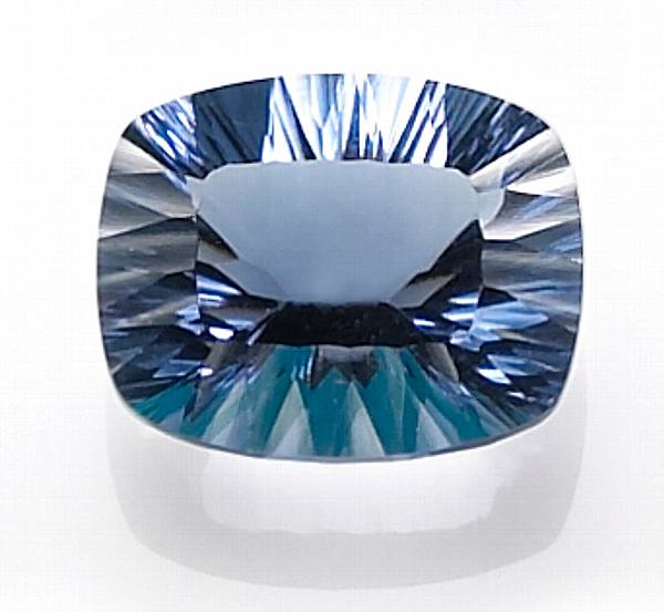 Appraisal: Blue Fluorite Cushion-cut stone with concave faceting having a slightly