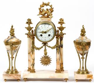 Appraisal: MARBLE GILT METAL CLOCK GARNITURE SET FRENCH EMPIRE STYLE MARBLE