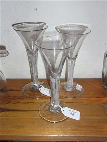 Appraisal: A COLLECTION OF THREE AIR TWIST WINE GLASSES each with