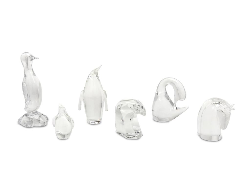 Appraisal: A group of crystal animal figures Second-half th Century Four