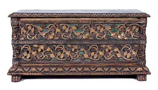 Appraisal: An Italian Baroque Style Painted and Partial Gilt Cassone Height