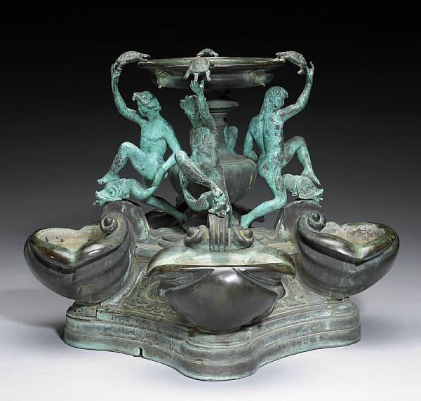 Appraisal: A bronze table fountain Fontana delle Tartarughe after a model