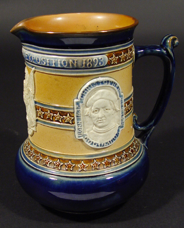 Appraisal: Doulton Lambeth stoneware jug commemorating the America Worlds Columbian Exposition