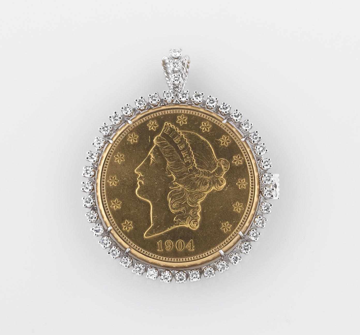 Appraisal: A gold coin watch-pendant Bueche-Girod created from a US gold