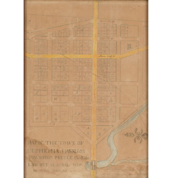 Appraisal: Hand drawn map of the town of Euphemia Ohio Preble