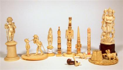 Appraisal: Group of ten carved ivory miniatures th th century