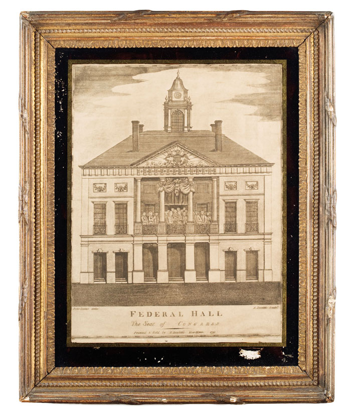 Appraisal: IMPORTANT AMERICAN HISTORICAL PRINT quot FEDERAL HALL THE SEAT OF