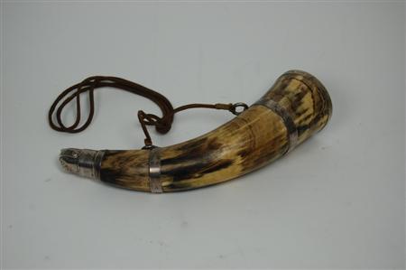 Appraisal: An unusual Victorian powder horn London the polished cow horn