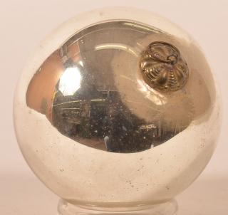 Appraisal: Antique Silver Blown Glass Ball Form German Kugel - diameter