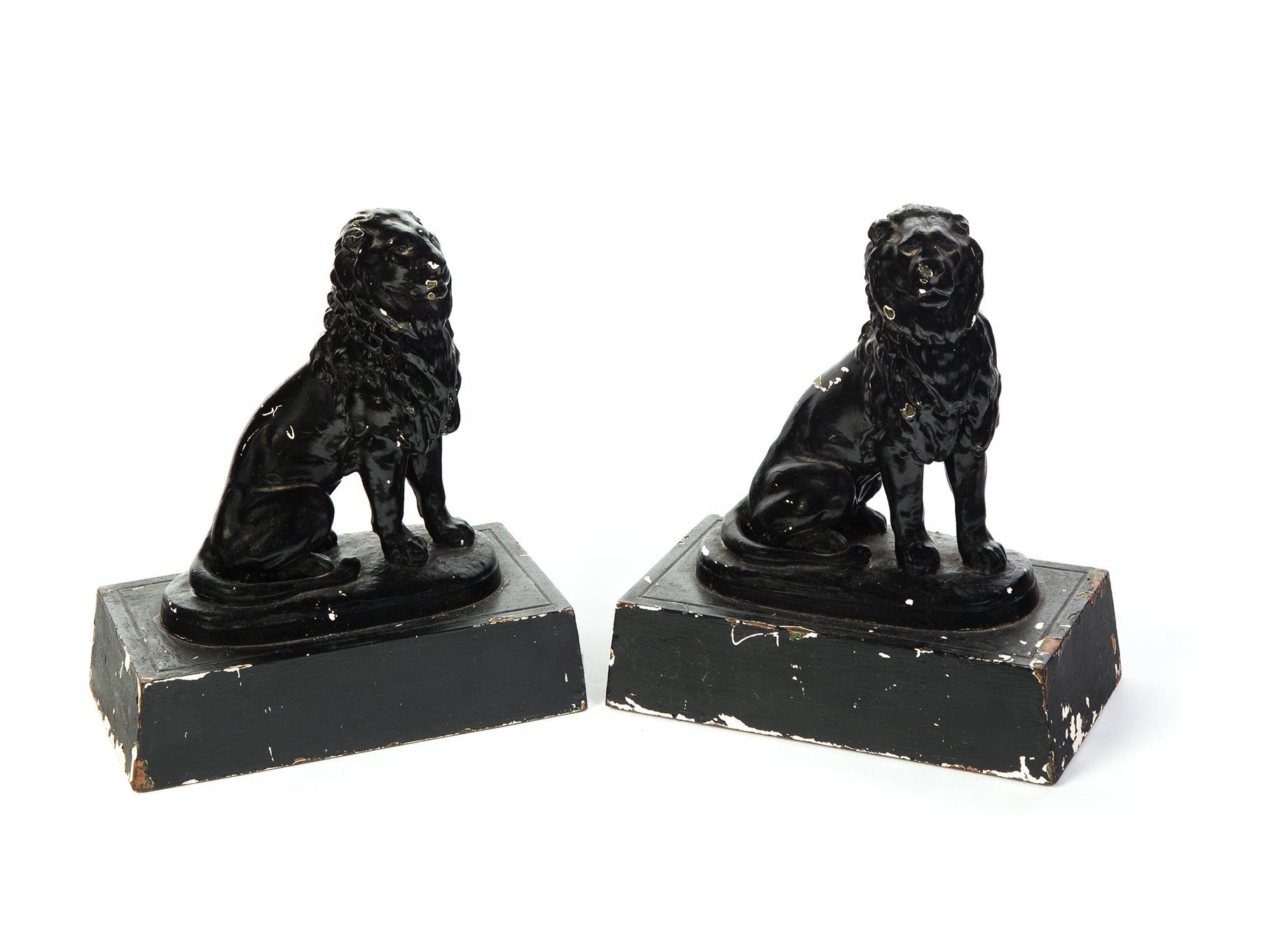 Appraisal: PAIR OF COPPER LION DOORSTOPS American late th century Seated