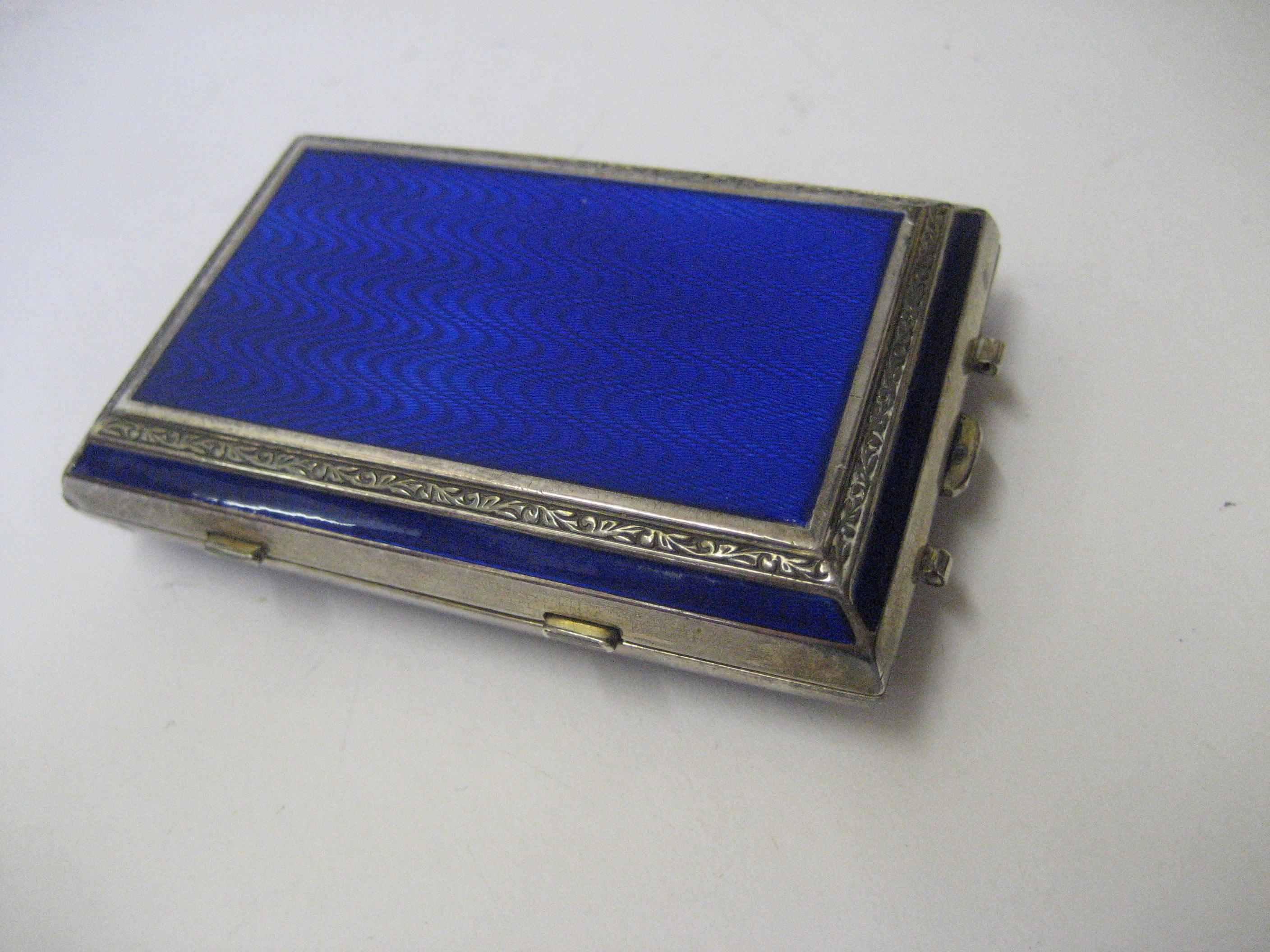 Appraisal: A SILVER AND ENAMEL MINAUDIERE London of oblong form the