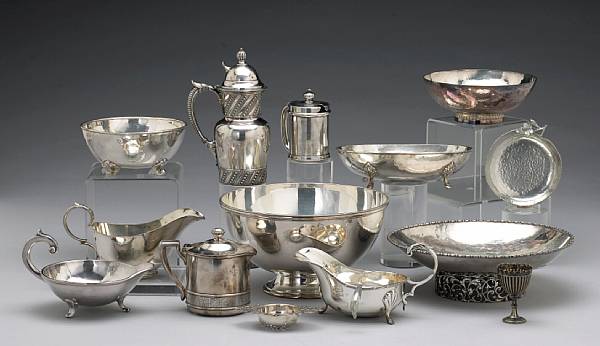 Appraisal: A quantity of plated table articles and flatware Comprising hand