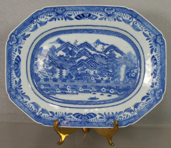 Appraisal: Chinese Export porcelain blue and white platter floral and butterfly