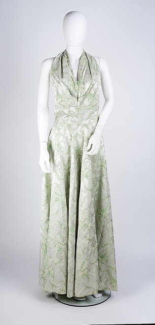 Appraisal: A mid th century evening dress with pale green floral