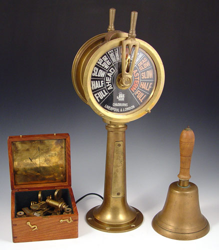 Appraisal: NAUTICAL COLLECTION SEXTANT CHADBURNS TELEGRAPH BELL To include Kelvin Hughes