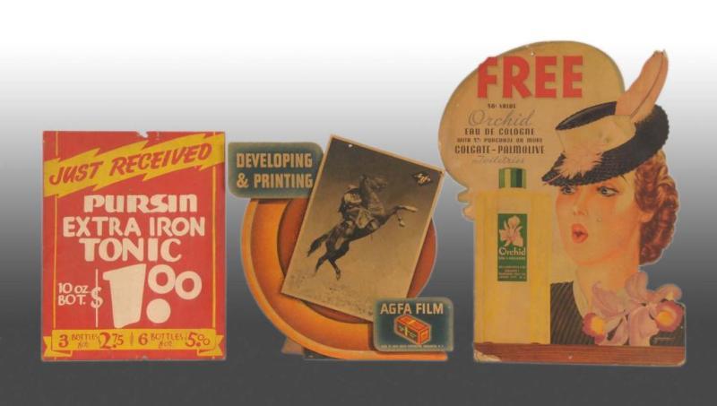 Appraisal: Lot of Assorted Cardboard Cutout Signs Description Includes Orchid Agfa