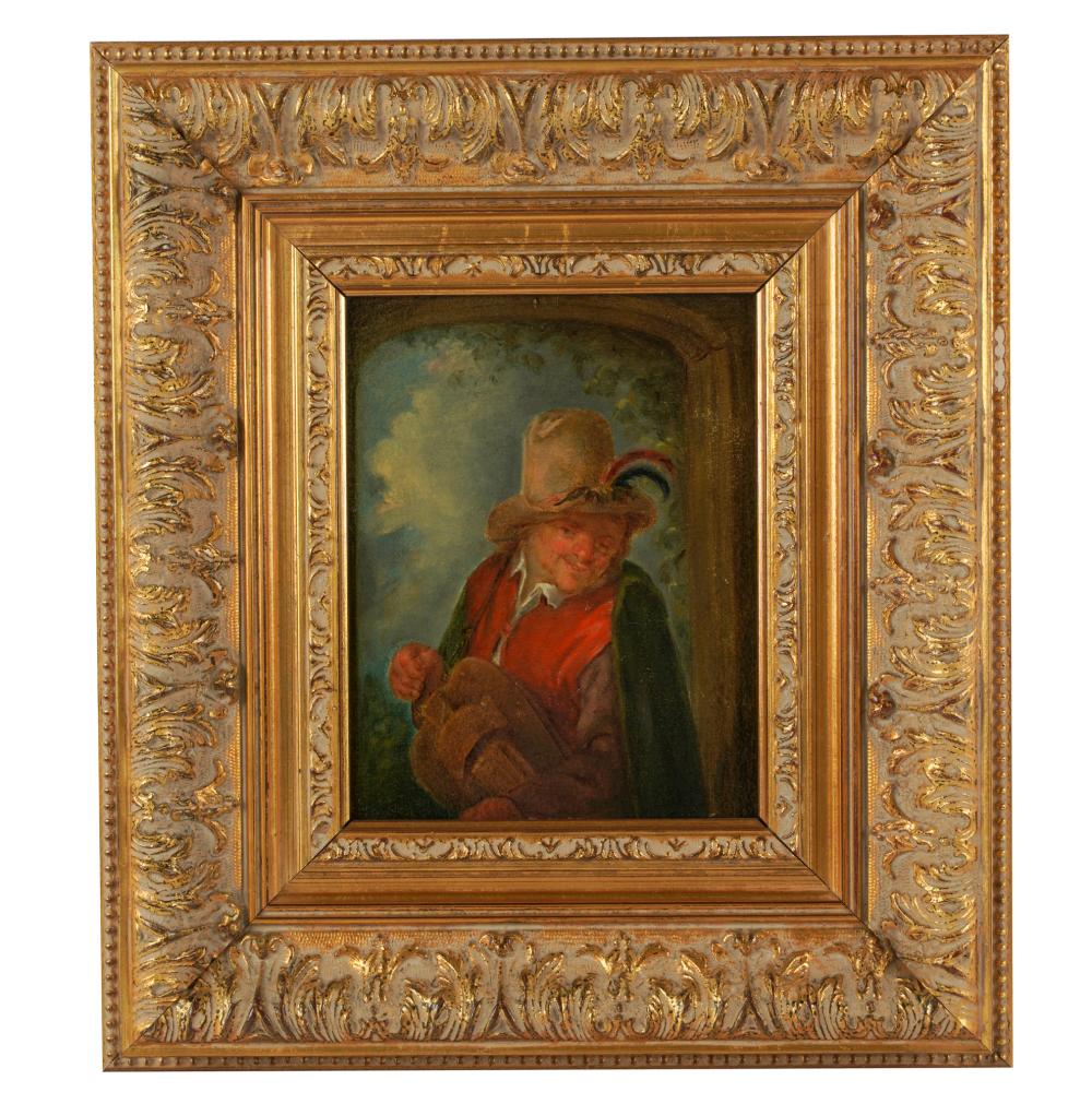 Appraisal: CONTINENTAL SCHOOL MUSICIANoil on board unsigned x x inches frame