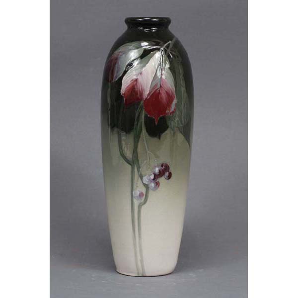 Appraisal: Weller Eocean Floral Woodbine Slip Decorated Vase