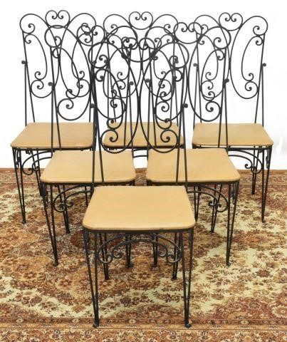 Appraisal: lot of French wrought iron garden dining chairs th c