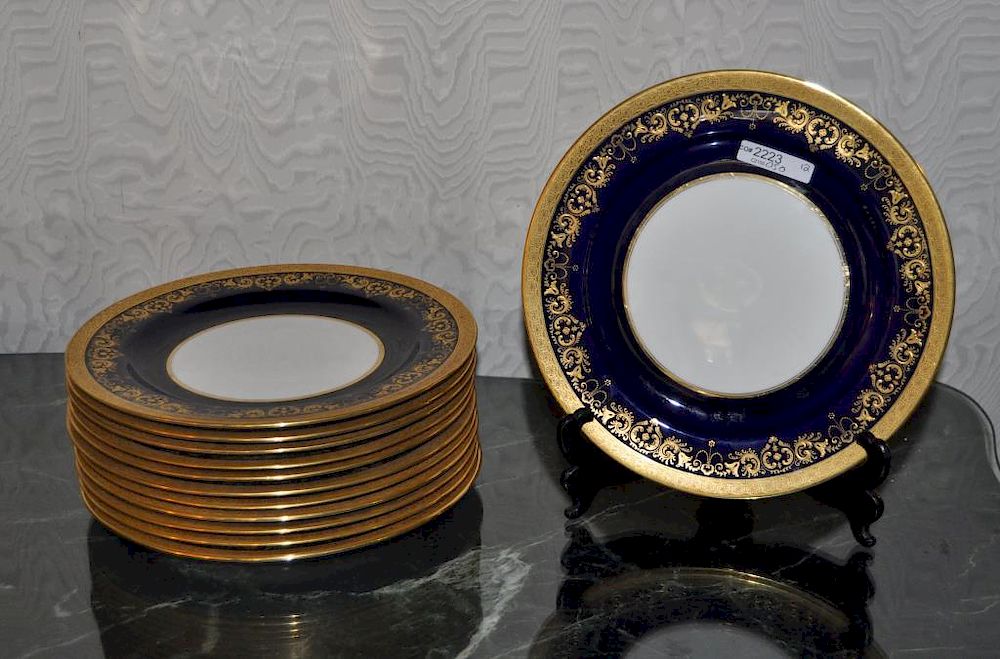 Appraisal: Set Twelve English Cauldon Dinner Plates in blue and gold