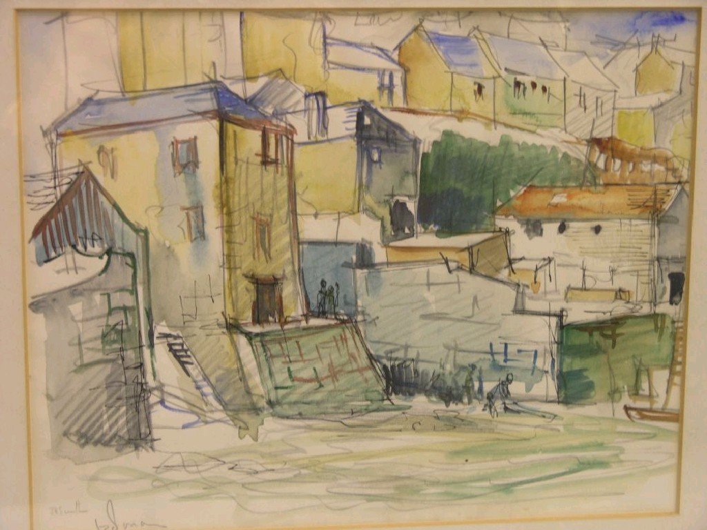 Appraisal: J Smith - watercolour view of a Cornish town signed