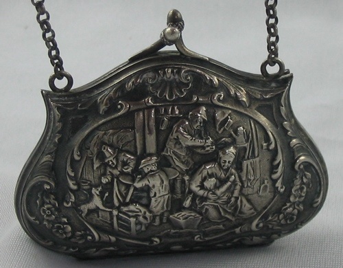 Appraisal: AN ENGLISH SILVER COIN PURSE having a scenes of outdoor