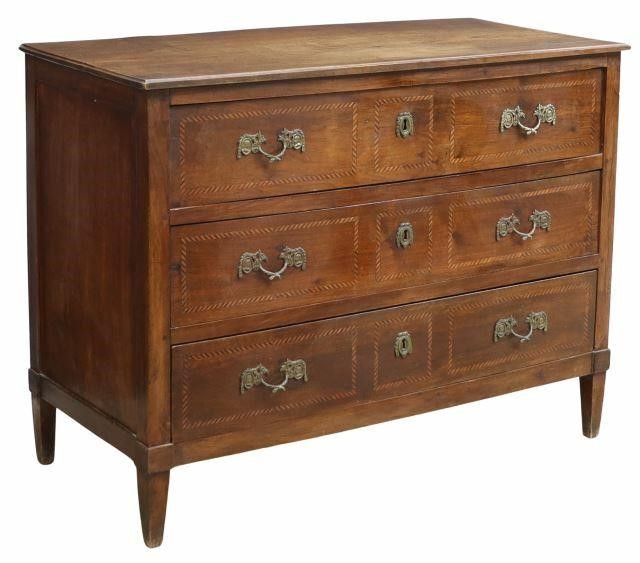 Appraisal: Italian Neoclassical commode th th c three drawers with two-tone