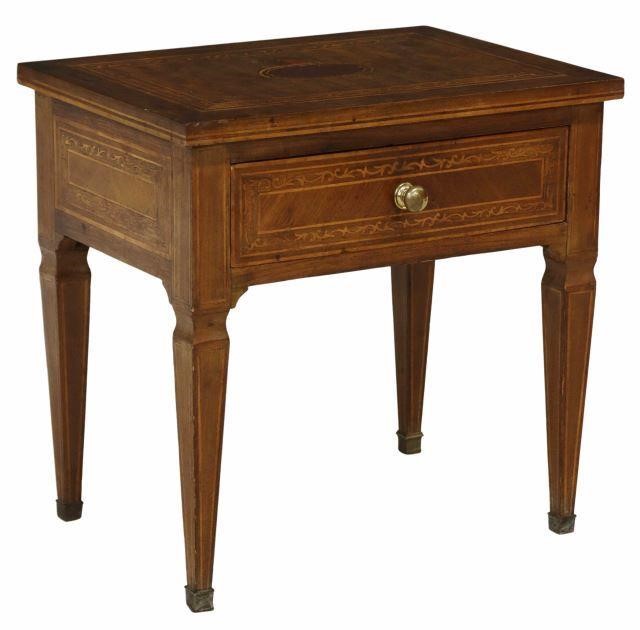 Appraisal: Italian Neoclassical style bedside table th c having foliate marquetry