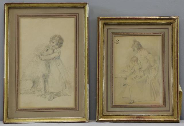 Appraisal: Two th th C English Drawings Henry Singleton British -