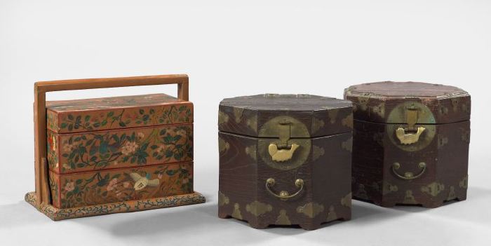 Appraisal: Group of Three Oriental Boxes consisting of a pair of