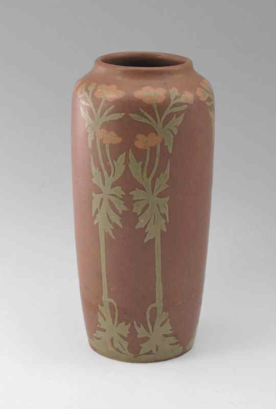 Appraisal: WALRATH POTTERY VASE Tall vase with stylized matte green foliage