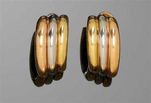 Appraisal: GOLD CLIP EARRINGS CARTIER Yellow pink and white gold g