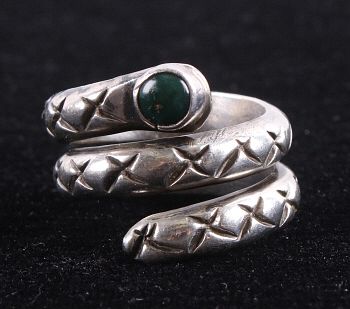 Appraisal: Navajo Jade Sterling Silver Snake Ring Included in this lot