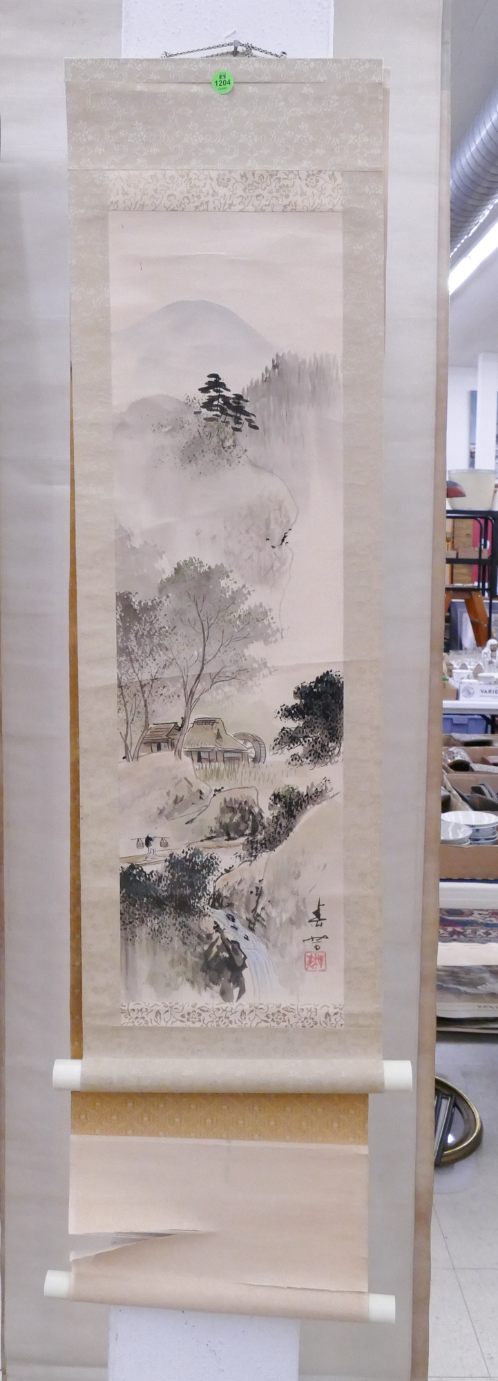 Appraisal: pc Old Japanese Small Landscape Scroll Paintings- largest x ''