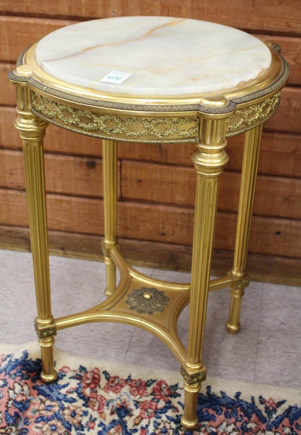 Appraisal: LOUIS XVI STYLE GILTWOOD GUERIDON c with round inset onyx