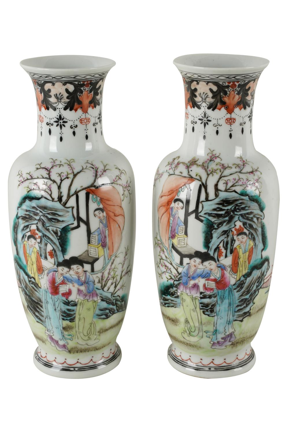 Appraisal: PAIR OF CHINESE REPUBLIC PORCELAIN VASESeach with red four-character mark