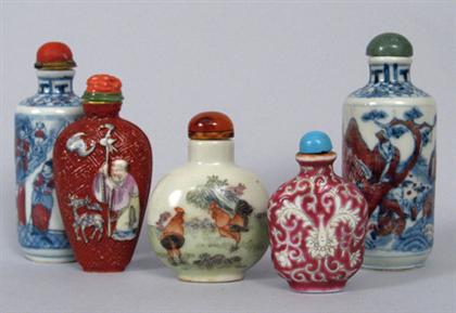 Appraisal: Five Chinese porcelain snuff bottles qianlong and other marks th