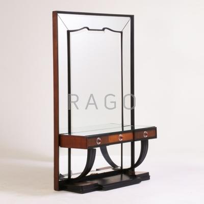 Appraisal: EUROPEAN ART DECO Vanity s Rosewood birch ebonized wood acrylic