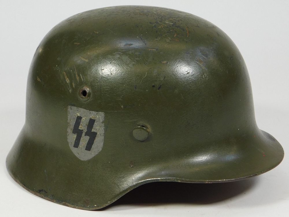 Appraisal: WWII German Model Helmet with SS Markings Germany C -