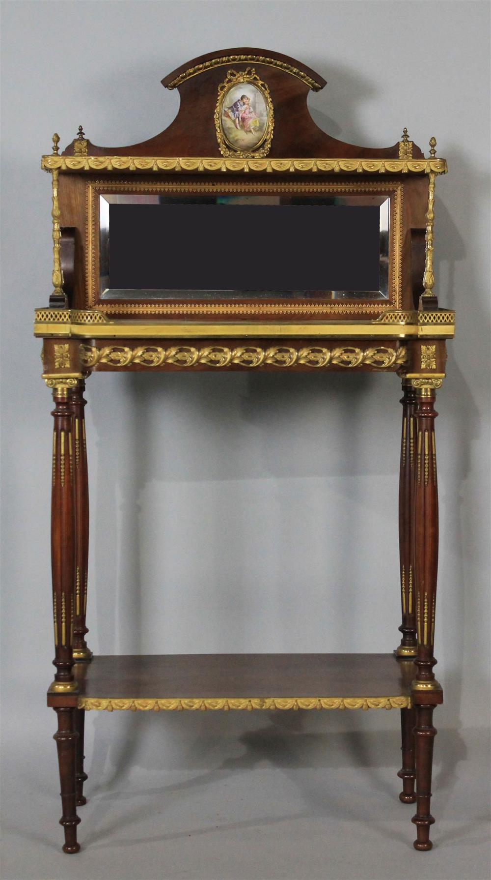 Appraisal: LOUIS XVI STYLE MAHOGANY AND BRASS GILT WASHSTAND having a