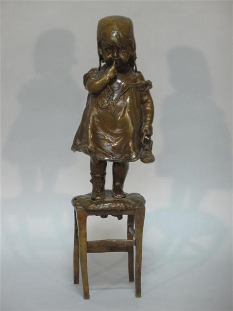 Appraisal: BRONZE SCULPTURE OF A YOUNG GIRL Signed 'Juan Clara' Spanish