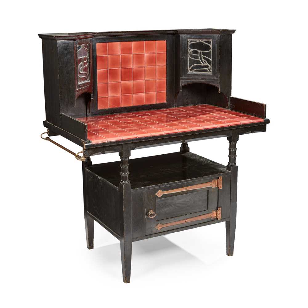 Appraisal: LIBERTY CO LONDON ARTS CRAFTS WASHSTAND CIRCA ebonised oak glazed