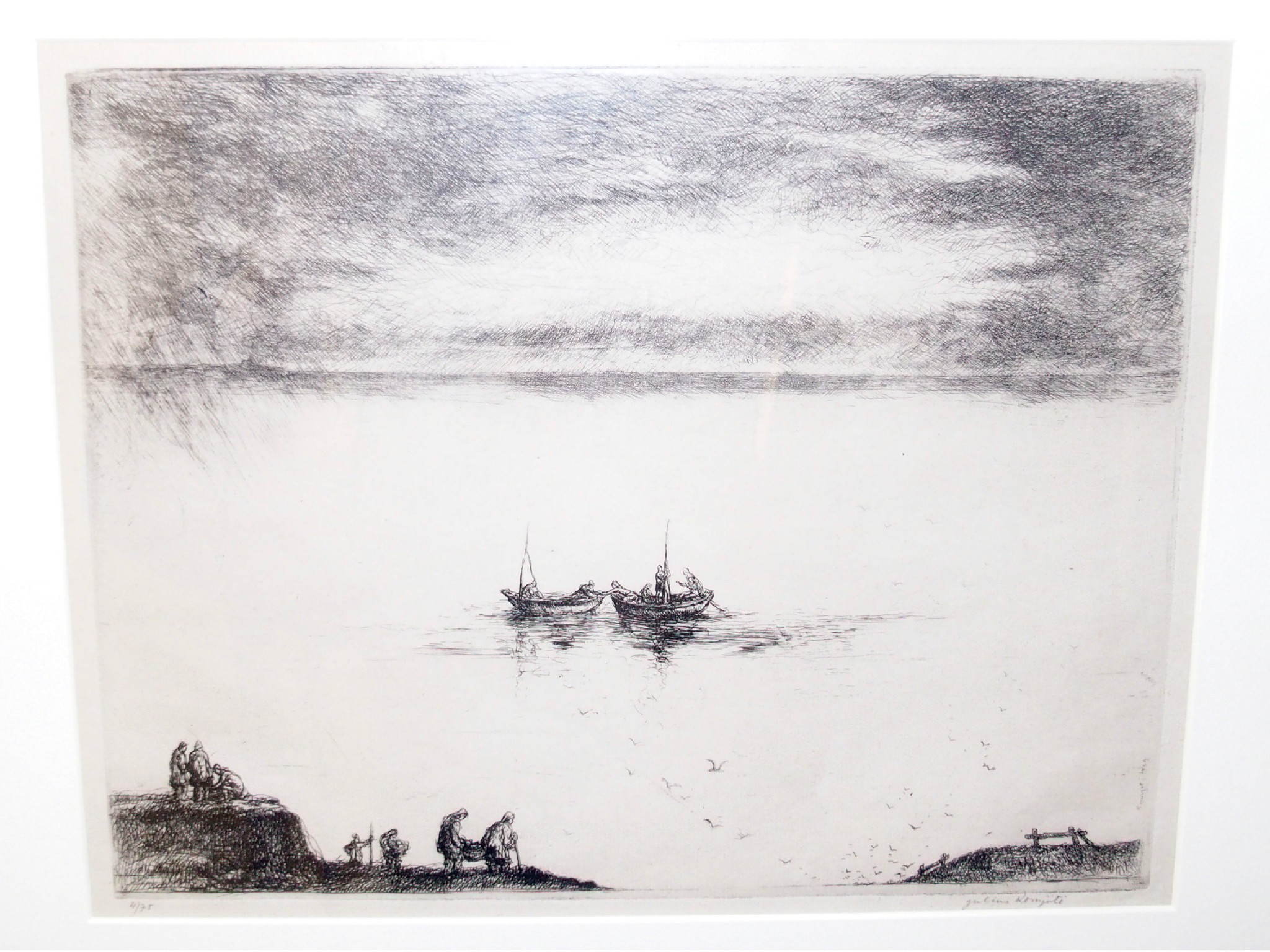 Appraisal: JULIUS KOMJATI Fishermen by the water signed and numbered and