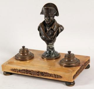 Appraisal: FRENCH NAPOLEAN BUST INKWELL SIGNED NOEL R RESTING ON A