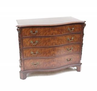 Appraisal: George III Mahogany serpentine commode with four drawers and carved